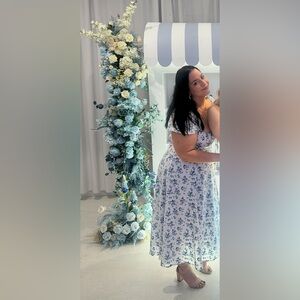 Floral White and blue Dress